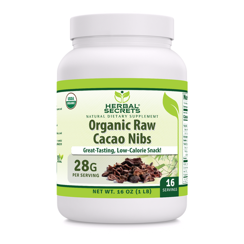 Image of Herbal Secrets Raw Cacao Nibs | 16 Oz | 28 Grams per Serving | 16 Servings | USDA Organic