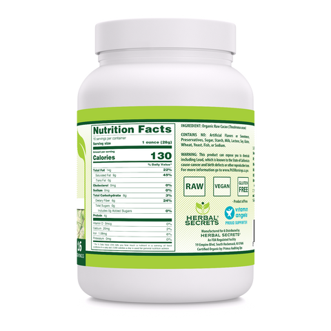 Image of Herbal Secrets Raw Cacao Nibs | 16 Oz | 28 Grams per Serving | 16 Servings | USDA Organic