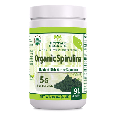 Image of Herbal Secrets Spirulina Powder | 16 Oz | 5 Grams per Serving | 91 Servings | USDA Organic