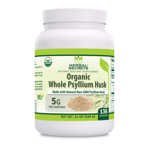 Image of Herbal Secrets Whole Psyllium Husk Powder | 24 Oz | 5 Grams per Serving | 156 Servings | USDA Organic