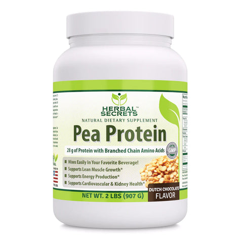 Image of Herbal Secrets Pea Protein | Dutch Chocolate Flavor | 2 Lb | 28 Grams Protein | 21 Servings
