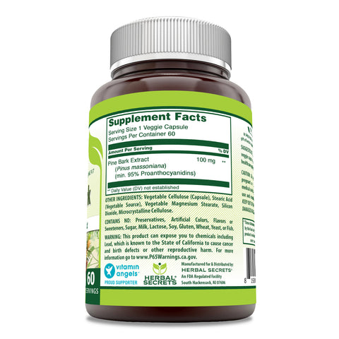 Image of Herbal Secrets Pine Bark Extract | 100 Mg | 60 Veggie Capsules