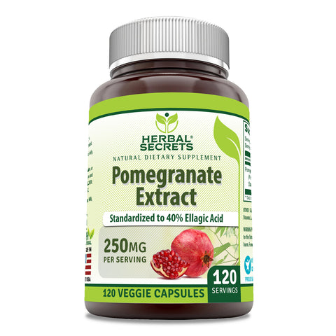Image of Herbal Secrets Pomegranate Extract | 250 Mg | 120 Veggie Capsules