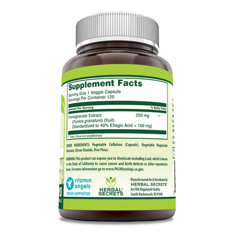 Image of Herbal Secrets Pomegranate Extract | 250 Mg | 120 Veggie Capsules