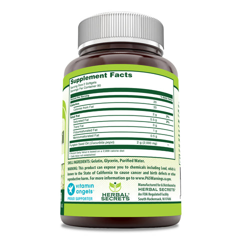 Image of Herbal Secrets Pumpkin Seed Oil | 1000 Mg per Serving | 180 Softgels