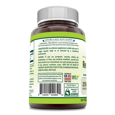 Image of Herbal Secrets Resveratrol | 250 Mg | 60 Veggie Capsules