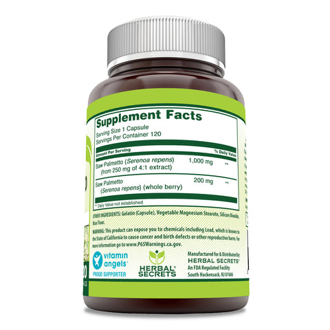 Image of Herbal Secrets Saw Palmetto Complex | 1200 Mg | 120 Capsules
