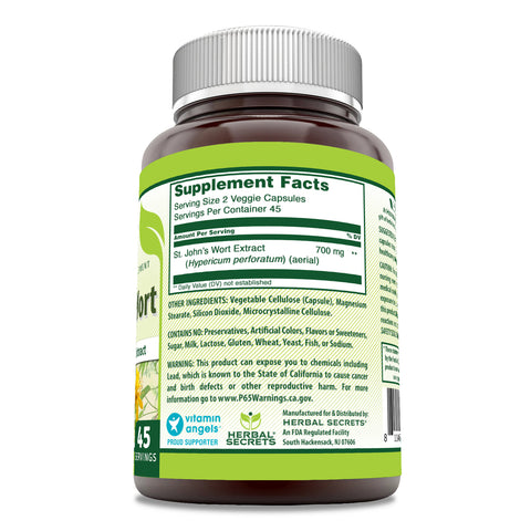 Image of Herbal Secrets St. John's Wort Supplement | 700 Mg per Serving | 90 Veggie Capsules