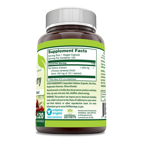 Image of Herbal Secrets Tart Cherry | 1200 Mg | 120 Veggie Capsules