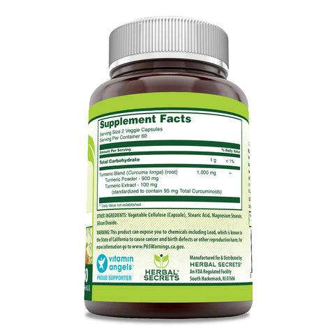 Image of Herbal Secrets Turmeric Curcumin | 1000 Mg per Serving | 120 Veggie Capsules