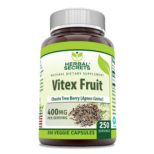 Herbal Secrets Vitex Fruit Chaste Tree Berry | 400 Milligrams | 250 Capsules