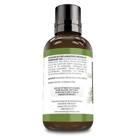 Image of Amazing Aroma 100% Pure Rosemary Essential Oil 2 Fl. Oz.Aromatherapy Rejuvenating Therapeutic Grade Oil Ideal for Aromatherapy