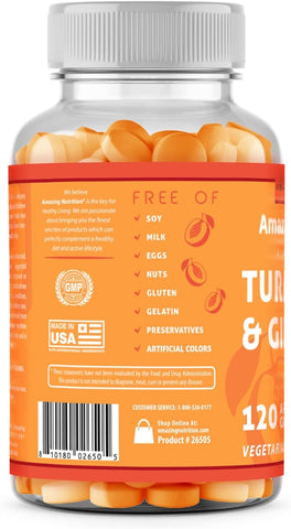 Image of Amazing Gummies Turmeric & Ginger Extract | Apricot Flavor | 120 Gummies