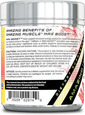 Amazing Muscle Max Boost Advanced Pre-Workout Formula | Cherry Lemonade Flavor|  432 G