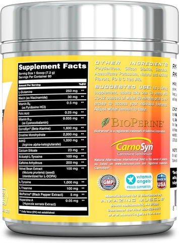 Image of Amazing Muscle Max Boost Pre-Workout Formula | Cherry Lemonade Flavor | 432 G | 60 Servings | 7.2 Grams per Serving