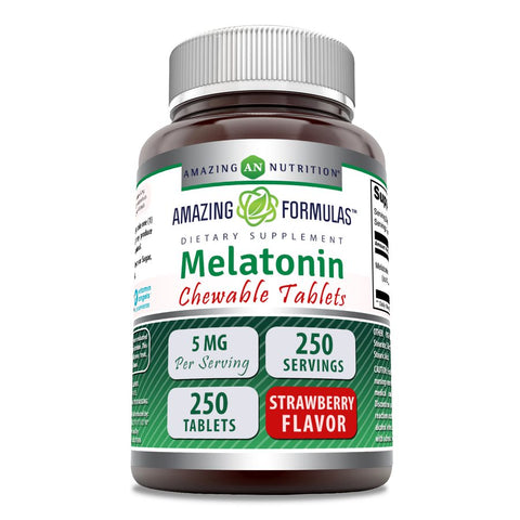 Image of Amazing Formulas Melatonin | 5 Mg | 250 Chewable Tablets | Strawberry Flavor
