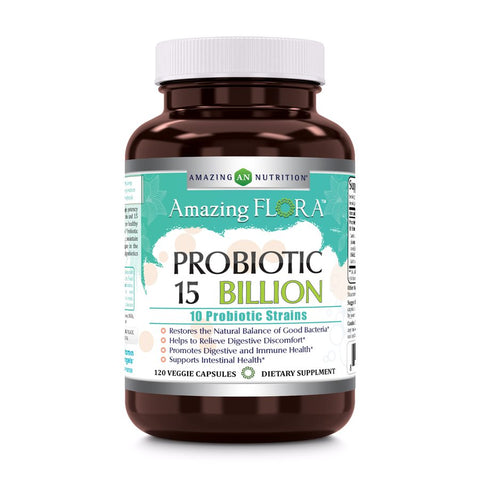 Image of Amazing Flora Probiotic 15 Billion | 10 Strains | 120 Veggie Capsules