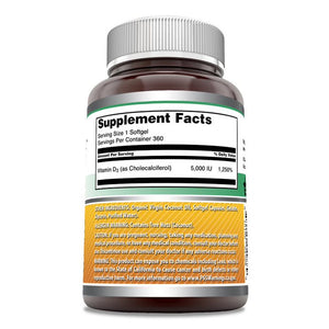 Amazing Formulas Vitamin D3 in Coconut Oil | 5000 IU | 360 Softgels