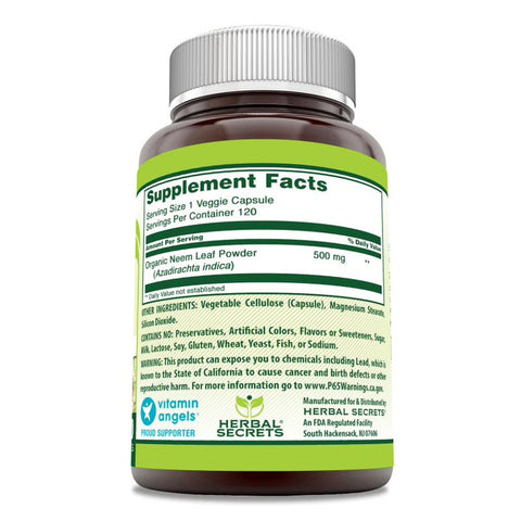 Image of Herbal Secrets Neem | 500 Mg | 120 Veggie Capsules