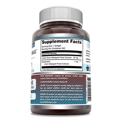 Image of Amazing Formulas Lutein with Zeaxanthin | 20 mg | 240 Softgels