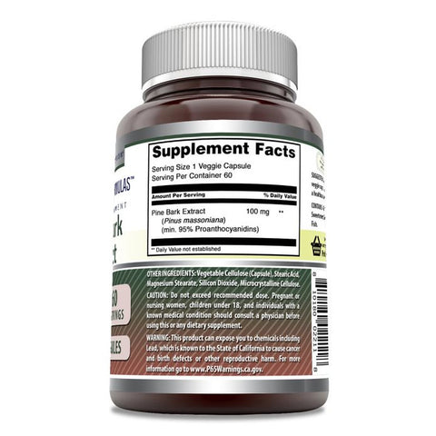 Image of Amazing Formulas Pine bark Extract | 100 Mg | 60 Veggie Capsules