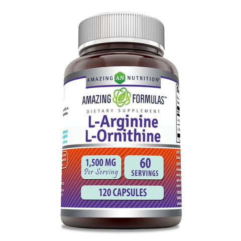 Image of Amazing Formulas L-Arginine L-Ornithine | 1500 Mg Per Serving | 120 Capsules