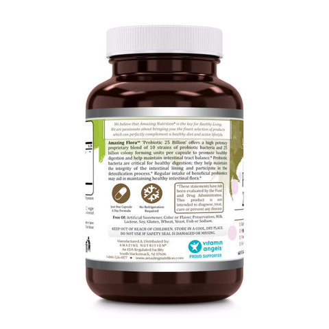Image of Amazing Flora Probiotic 25 Billion | 10 Strains | 60 Veggie Capsules