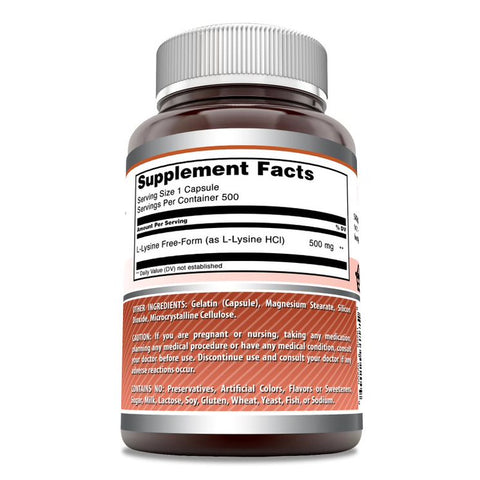 Image of Amazing Formulas L-Lysine | 500 Mg | 500 Capsules