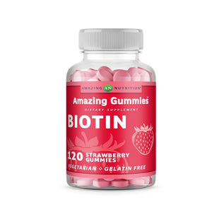 Amazing Gummies Biotin | 10000 Mcg Per Serving | 120 Gummies | Strawberry Flavor