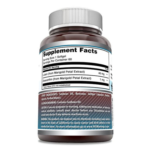 Image of Amazing Formulas Lutein with Zeaxanthin | 40 Mg | 60 Softgels