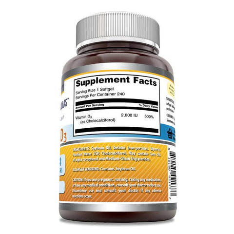 Image of Amazing Formulas Vitamin D3 | 2000 IU | 240 Softgels