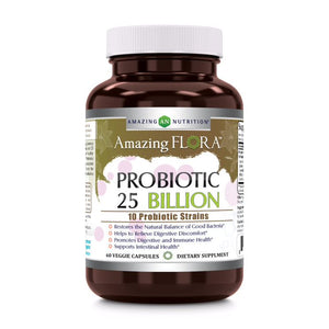 Amazing Flora Probiotic 25 Billion | 10 Strains | 60 Veggie Capsules