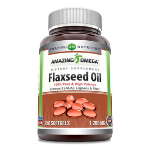 Amazing Omega Flaxseed Oil | 1200 Mg | 250 Softgels
