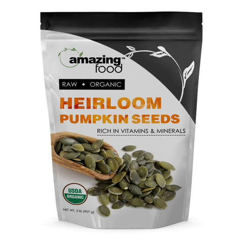 Image of Amazing Food Heirloom Pumpkin Seeds | 2 Lb | 30 Grams per Serving | 30 Servings | USDA Organic