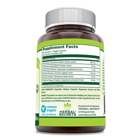 Image of Herbal Secrets Echinacea & Goldenseal Root | 450 Mg | 250 Veggie Capsules