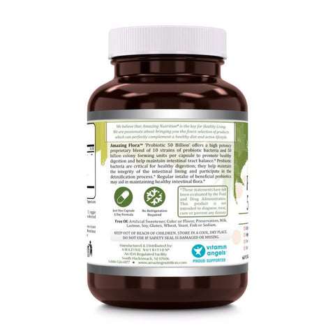 Image of Amazing Flora Probiotic 50 Billion | 10 Strains | 60 Veggie Capsules