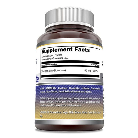 Image of Amazing Formulas Zinc Gluconate | 50 Mg | 250 Tablets