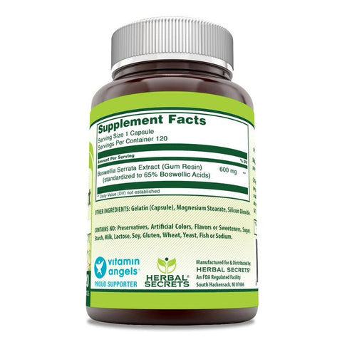 Image of Herbal Secrets Boswellia Serrata Extract | 600 Mg | 120 Capsules