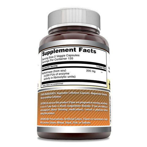 Image of Amazing Formulas Nattokinase | 200 Mg Per Serving | 4000 FU | 270 Veggie Capsules