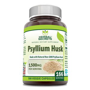 Herbal Secrets Psyllium Husk | 500 Mg | 500 Veggie Capsules