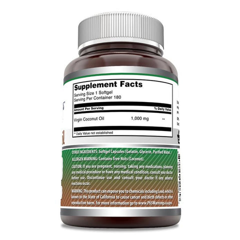 Image of Amazing Formulas Coconut Oil | 1000 Mg | 180 Softgels