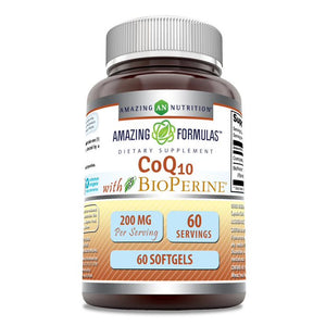 Amazing Formulas CoQ10 with Bioperine | 200 Mg | 60 Softgels