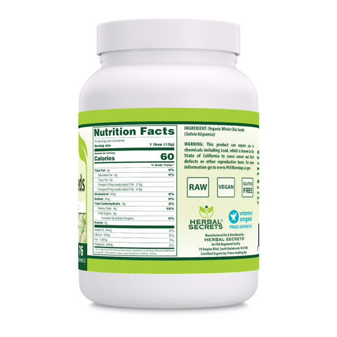 Image of Herbal Secrets Chia Seeds | 2 Lb | 12 Grams per Serving | 76 Servings | USDA Organic