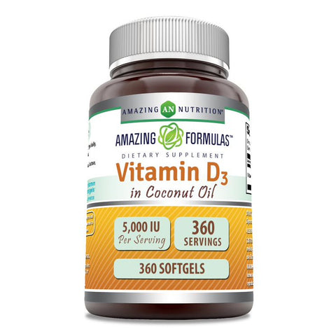 Image of Amazing Formulas Vitamin D3 with Organic Coconut Oil | 5000 IU | 360 Softgels