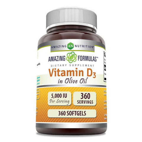 Image of Amazing Formulas Vitamin D3 in Olive Oil | 5000 IU | 360 Softgels