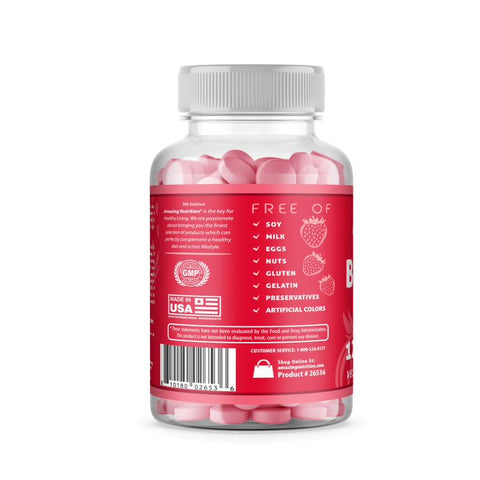 Image of Amazing Gummies Biotin | 10000 Mcg Per Serving | 120 Gummies | Strawberry Flavor