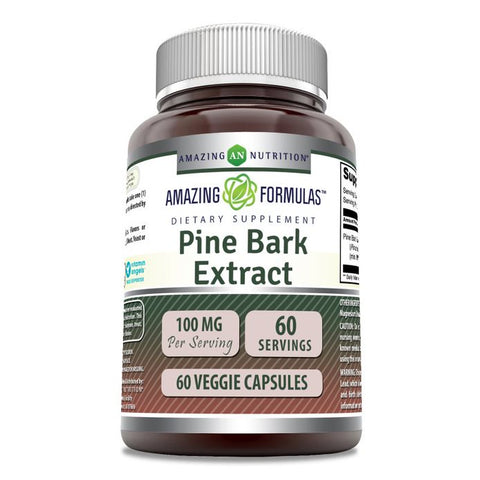 Image of Amazing Formulas Pine bark Extract | 100 Mg | 60 Veggie Capsules