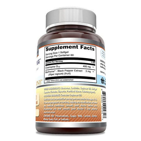Image of Amazing Formulas CoQ10 with Bioperine | 400 Mg | 60 Softgels