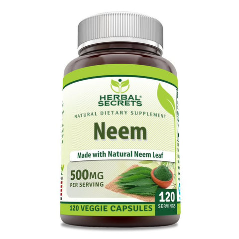 Image of Herbal Secrets Neem |  500 Mg | 120 Vegetarian Capsules