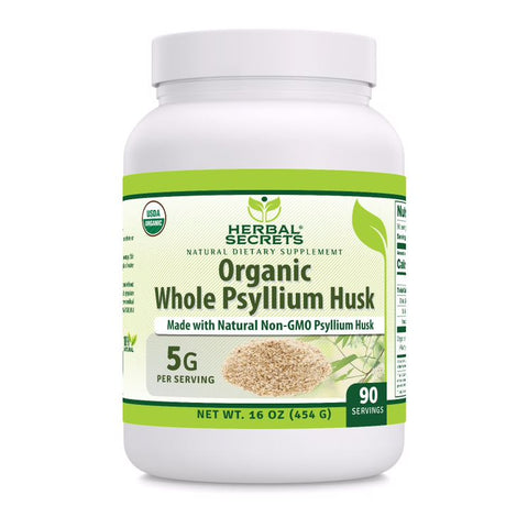Image of Herbal Secrets Psyllium Husk Powder | 16 Oz | 5 Grams per Serving | 90 Servings | USDA Organic